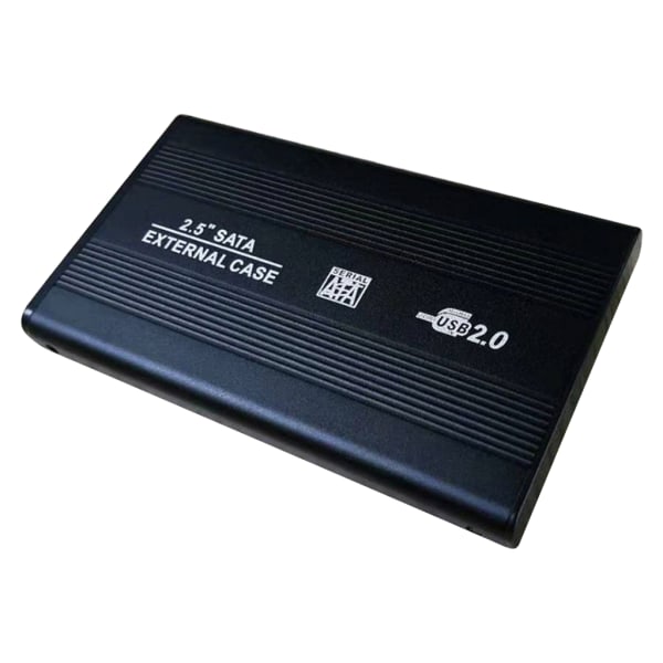 Aluminiumlegering 2,5 tum HDD- case USB2.0 till SATA-hårddiskhölje Adapter för 2,5-tums HDD SSD- case Black
