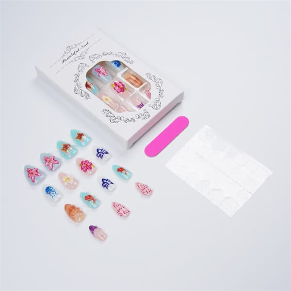 3D Ocean Press On Manicure 24-dele sæt til daglig brug og hjemmebrug
