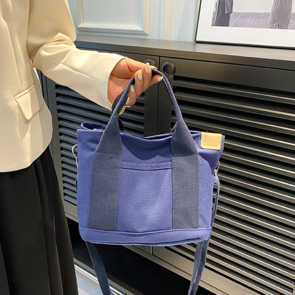 Kvinnor Harajuku tygväskor Canvas Crossbody axelväska JK Messenger Bag Dam Handväskor med stor kapacitet Deep Blue