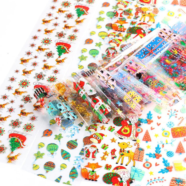 Nail Transfer Stickers Juldekorationer för naglar Jul Nail Decals Transfer Folie Santa Nail Art Stickers