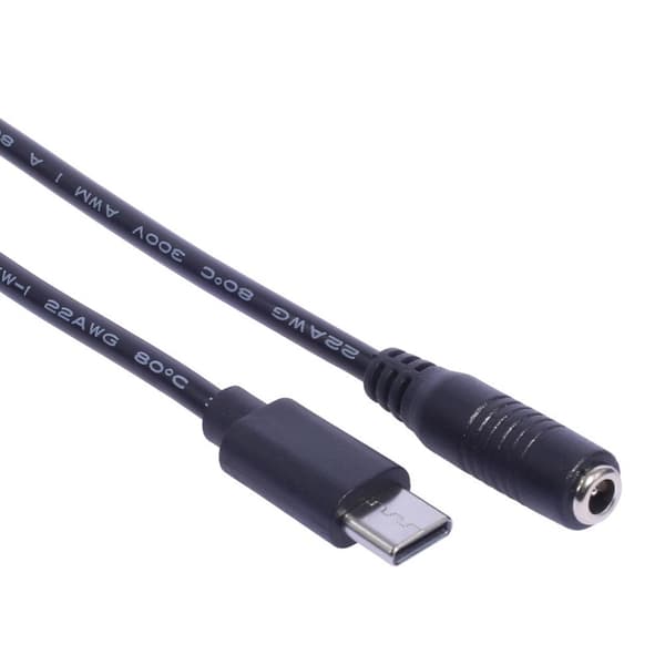 USB Type C uros - 3,5x1,35 mm naaraslatausadapteri laitteille