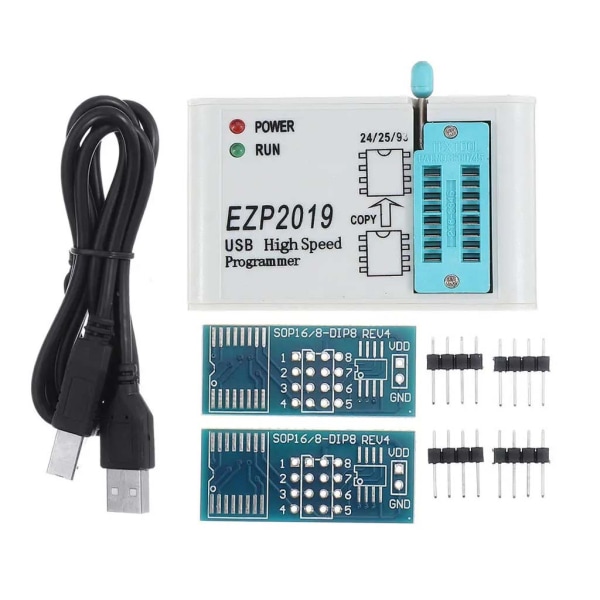 EZP2019 High Speed USB SPI Programmer Support 24 25 26 93 Series Chip EEPROM 25 Flash Bios med 3 Sockel Adapter Hållbar