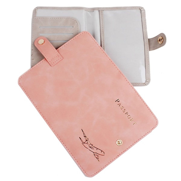 Passhållare i PU-läder, resekreditkortsplånbok för kvinnor, män, cover Pink