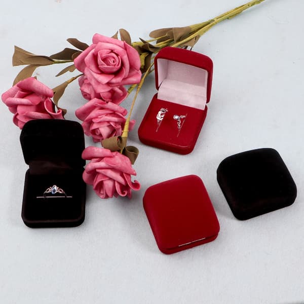 Flip Ring Box Sammet Smycken Presentbox Vigselring Förvaringsfodral för förlovning Bröllopsdag Alla hjärtans dag Black - Single ring 1