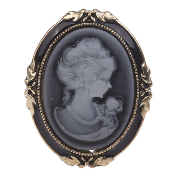 1 st Queen Lady Vintage viktoriansk design Cameo Svart Emalj Brons Brosch Pin