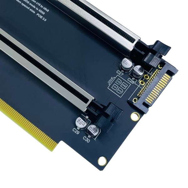 PCIE X16 splitter PCIE X8X8, SATA strømversion 40,4 mm plads