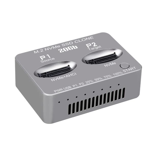 Dubbel Bay NVME Dockningsstation USB3.2 Typ C Extern Hårddisklåda 20Gbps