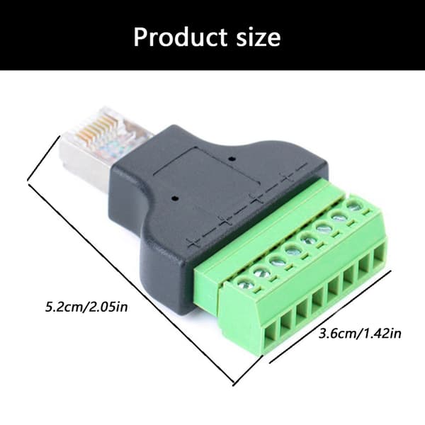 Kompakt RJ45 til 8PIN Terminal Adapter Korrosionsfri Problemfri Dataoverførsel