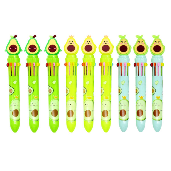9st tecknad färgad kulspetspenna 8 olika färger roliga avokado skrivpennor 0,5 mm kulspets för studentskrivande