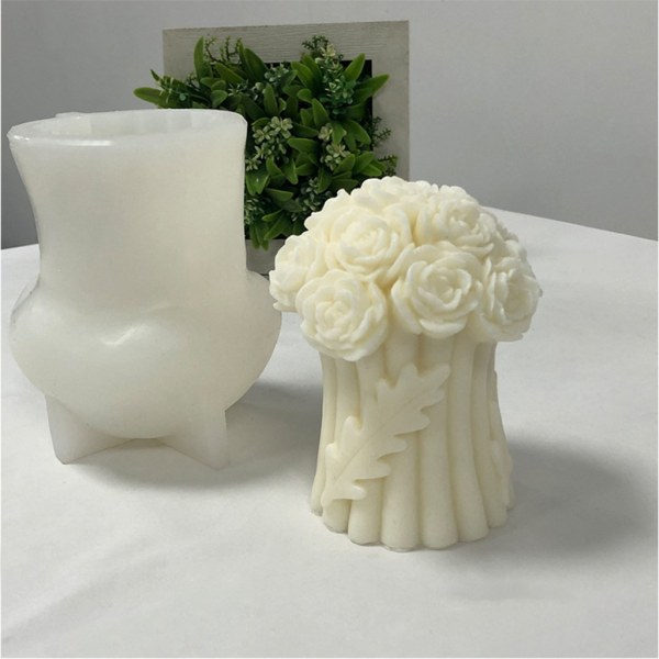 3D Rose-Bukett Ljus Form Bordsdekoration Pion-Blommig-Bukett Pelare-Hartsform Form -Unik Bröllopspresent