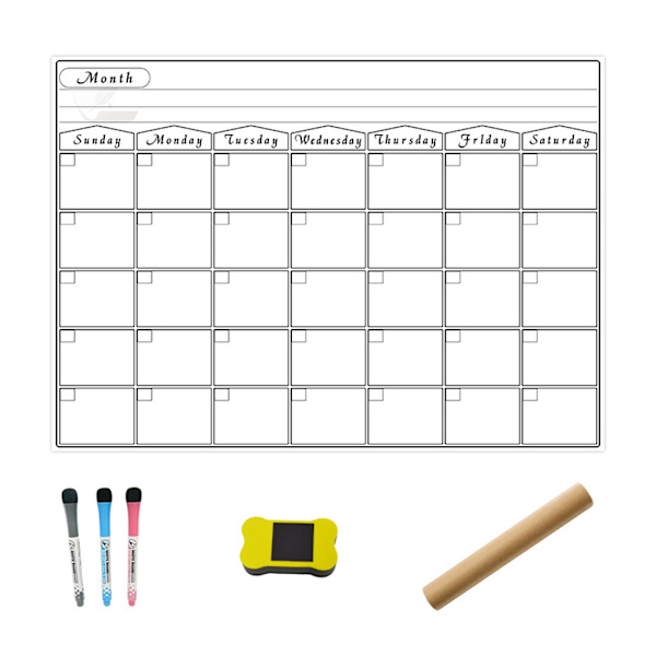 A3 Magnetisk Månedlig Planlægningstavle Whiteboard Kalender Køleskabsmagnet Sletbar Besked