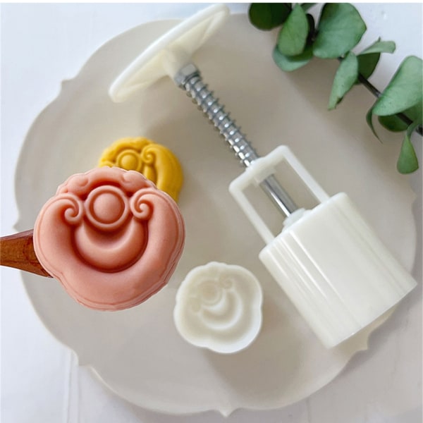 Ruyi Shape Mooncake Form Set 30g Midhöstfestival DIY Hand Pressure Fondant Moon Cake Form Mould