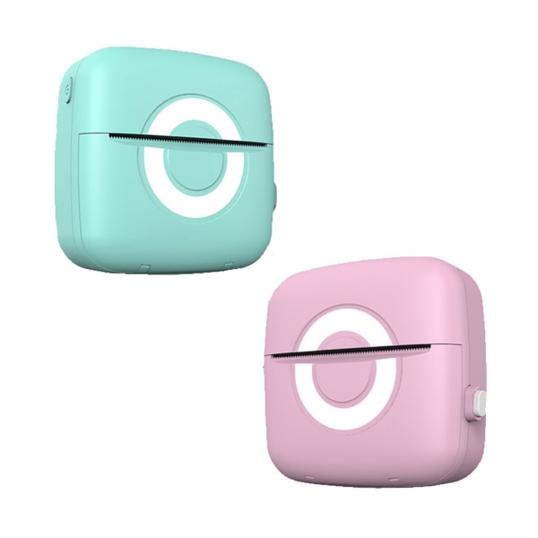 1 set thermal skrivare Bärbar Mini Bluetooth-kompatibel trådlös ficka mobil skrivare med en pappersrulle för foto Pink