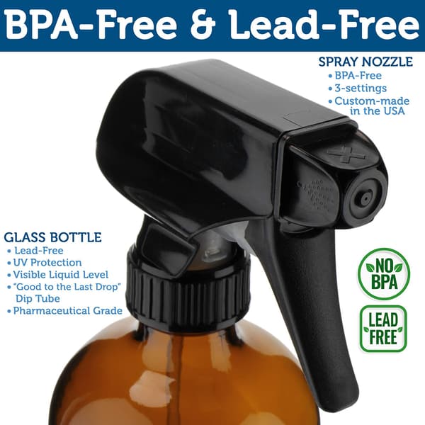 4-pack tomma sprayflaskor i bärnstensfärgat glas, 473 ml påfyllningsbar behållare