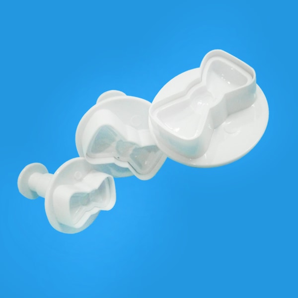3st/ set Plast 3D Mini Bowknot Form DIY Fondant Kolv Cutter Cookie Stamp f