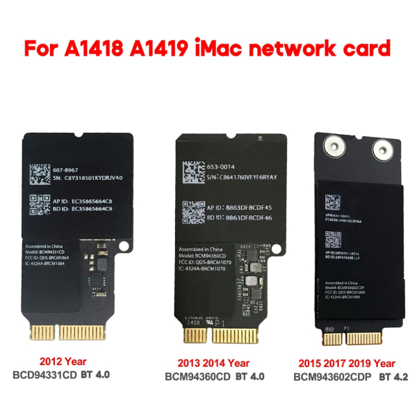 Original trådlöst wifi-kort för iMac- 21"/27" A1418 A2116 A1419 A2115 (2012-2019) BCM94360CDP BCD94331CD BCM943602CDP C