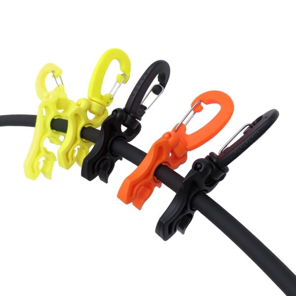 Slanghållare Dykslanghållare Klämma Dubbel BCD Dykslanghållare Plastklämma Snap Hook Spänne för Snorkling Dykning Black 10x6mm