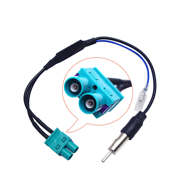 Dubbel FAKRA RF Radioantennadapter med förstärkare för RNS510/RCD510/310/Golf