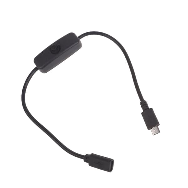 Micro USB-kabel, Micro USB hunn til hann forlengerkabel med 501 knappebryter for Raspberry Pi