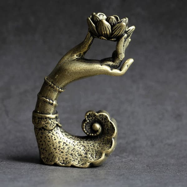 Koppar Buddha Hand Lotus Backflow Rökelse för Burner Aromaterapi Hållare