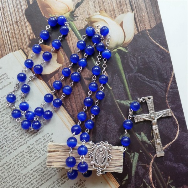 Vintage rosenkranshalsband med för korshänge långa halsband Religiösa katolska bönepresent för män kvinnor smycken