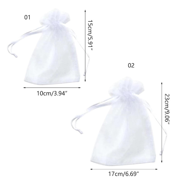 100 st Fruktskyddspåsar 3,9x5,9'', 6,7x9'' Fruktnätpåsar Trädgårdsnät Dragskopåsar Nätskyddspåsar White 10x15cm
