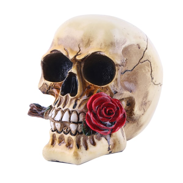 Rose Skull Resin Skelett Skrivbord Vardagsrum Halloween Party Ghost House Ornament