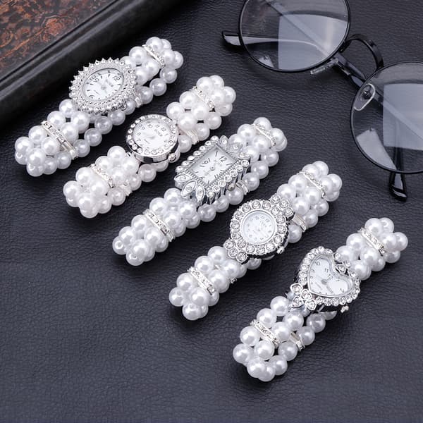 Damklocka Simulerad Pärla för Strass Lyx Mode Elegant Armband White Style 2