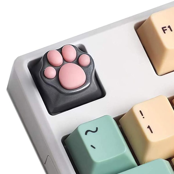 Single Cute for Cat Claw Keycap Aluminiumlegering Mekaniskt tangentbord Mjuk silikon Keycap Söt present till tjejer Gamer White  and  Pink