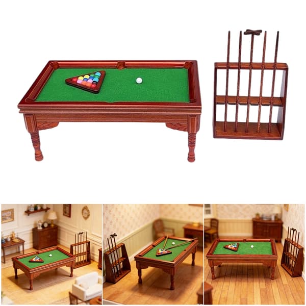 1:12 Skala Miniature Poolbord Mini Træ Billard Model Layout Rekvisitter Gave