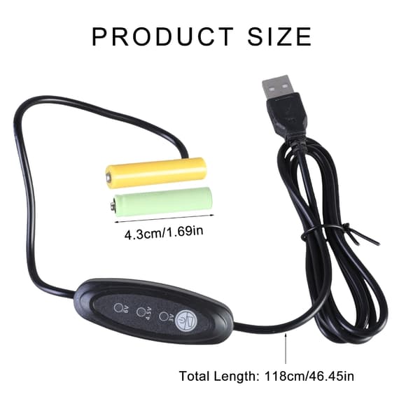 USB 5V2A til 3V/4.5V/6V 3A Falsk Batteri Eliminering Kabel Strømadapter Ledning