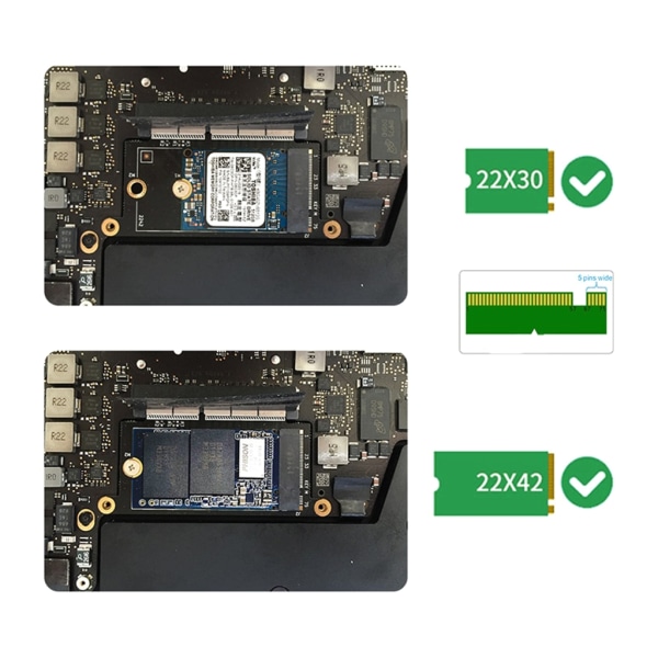 NVMe M.2 NGFF SSD-kontakt för 13" 2016-2017 Book Pro A1708 uppgraderat adapterkort