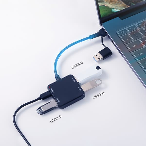 USB C til USB Hub-adapter 4 i 1 USB3.0 til computere, tablets og smartphones