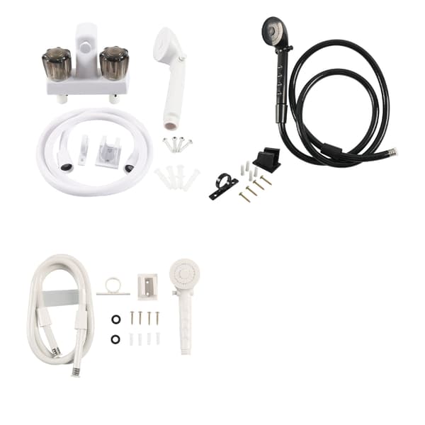 Bruseslange 1,5M ABS Fleksibelt Rør Til Campingvogne Autocamper Badeværelsesinstallation White shower kit