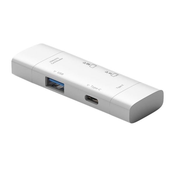 Fyra i ett USB Typ C till USB Typ C OTG SD TF minneskortläsare Adapter White