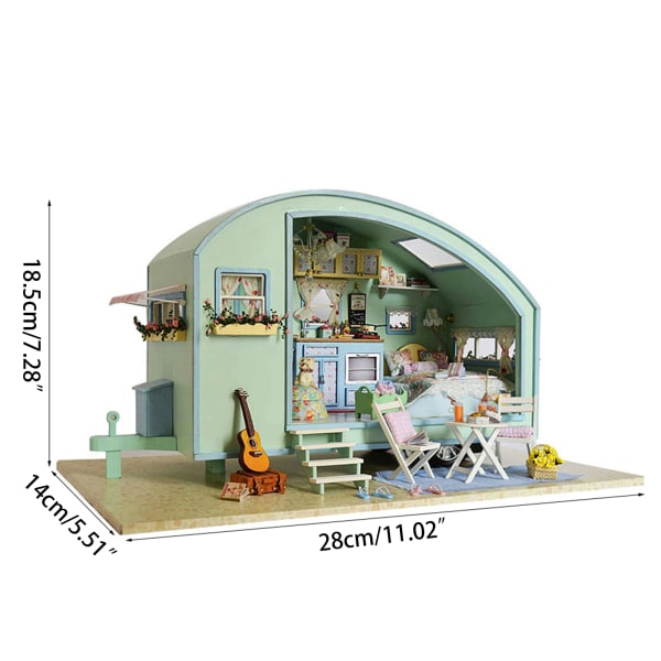 Flickor gör-det-själv-hussatser Skalat dockhus-kit med möbler Trähus Interaktivt hantverk Miniatyrrum Barnfavorit
