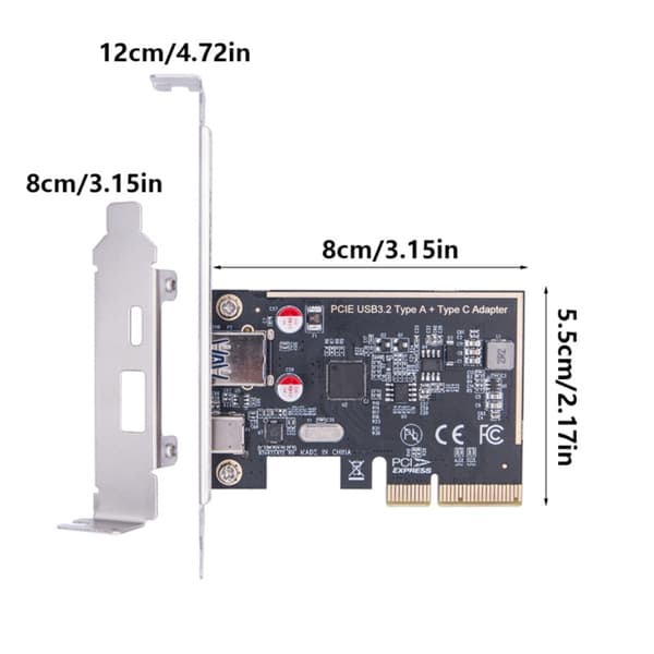 PCIE USB 3.2 GEN2 10G Typ C 10G Adapter PCIE Expansionskort Risers ASM1142