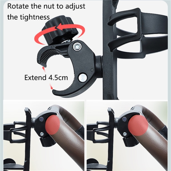 Universal Mugghållare Barnvagn Mugghållare Cykel Mugghållare 360 grader Rotation Mugg Dryckshållare Enkel installation Slitstark