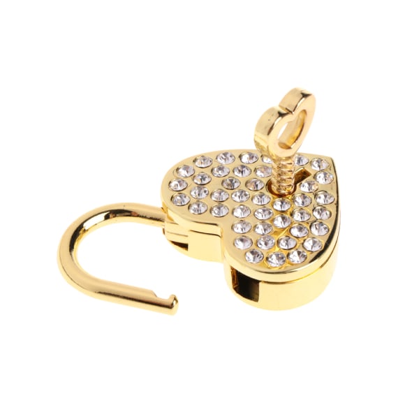 Vintage Diamonds Heart Lock With for Key Mini Love Hänglås Metall för Wish Lås för väska Resväska Bagage Dagbok Bok Jewel Gold