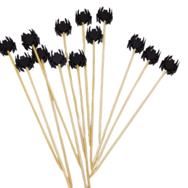 100 st Halloween pumpa Cocktails Sticks Naturlig bambu tandpetare med dekoration 12 cm Cocktails Pick för Halloween 5