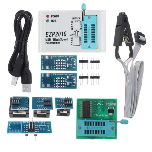 EZP2019 Nopea USB SPI -ohjelmointilaite tukee 24 25 93 -sarjan siruja EEPROM 25 Flash BIOS -sirua 8 kannalla