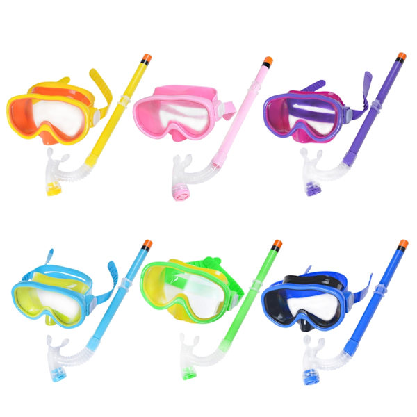 Barn Snorkel Set Scubas Snorkelmasker Simglasögon Glasögon med torra snorklar Rörutrustning Dykutrustningssatser Lake Blue