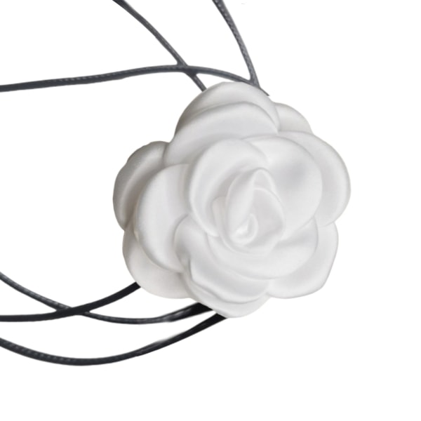 Svart Camellia krage Choker Chain Gothic Rope Choker Halsband Kostym Party Pom Vampire-Choker för kvinnor och flickor White