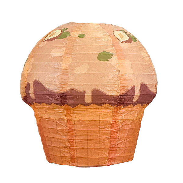 Cupcake Form Fällbar Lykta Tecknad Tårta Hängande Papperslampa Födelsedagsdekor