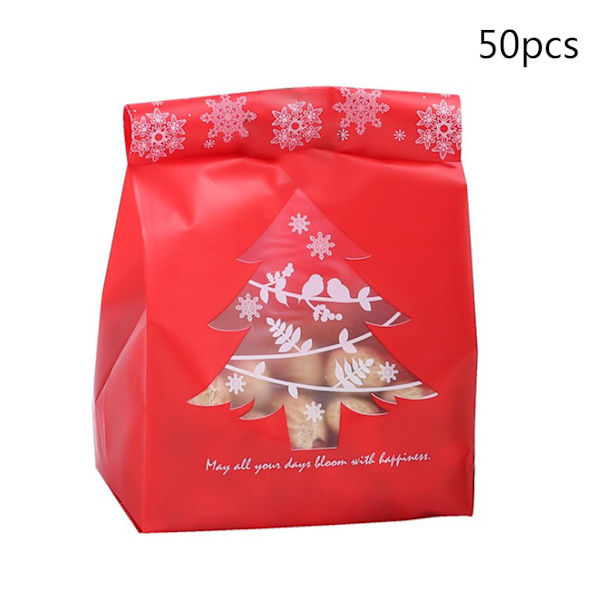 50 st Jul Plast Godispåse Snöflinga Julgran Kakor Förpackning Dekor
