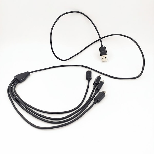 4-i-1 USB hane till Micro USB hane Laddningskabel Micro USB splitterkabel Totalt 1 meter lång 75 cm huvudledning 25 cm grenledning Black