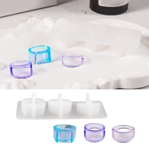 Silikon Ringform Sett for Smykker Krystall Epoksy Resin 3 Sammenkoblede Ringer Form