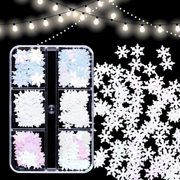 6 Grid Snöflinga Paljetter Dekoration för Epoxigjutning Hartsformar Jul DIY Smycken Tillbehör Nagelpaljetter