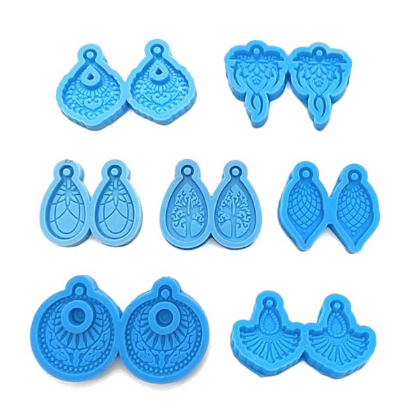 7 stk. Dråbeformet Resin Øreringe Form Silikone Epoxy Øreringeforme Dråbeformer Vedhæng Nøglering Forme Ornament DIY
