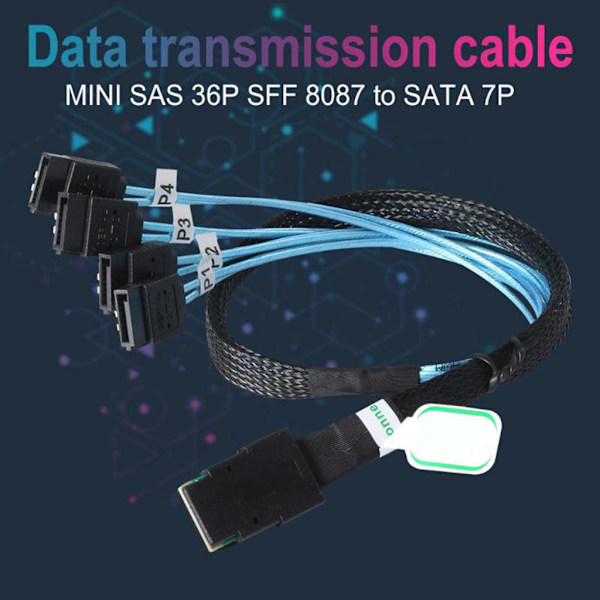 Mini SFF-8087 36P till 4 SATA-kabel 90 grader Målhårddisk Datakabelbyte 12Gbps hårddiskdata Enkel att använda B
